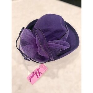 Vintage Derby Lloyd Purple 100% Wool Hat Sequin Wedding Church Mesh‎ Bow NWT